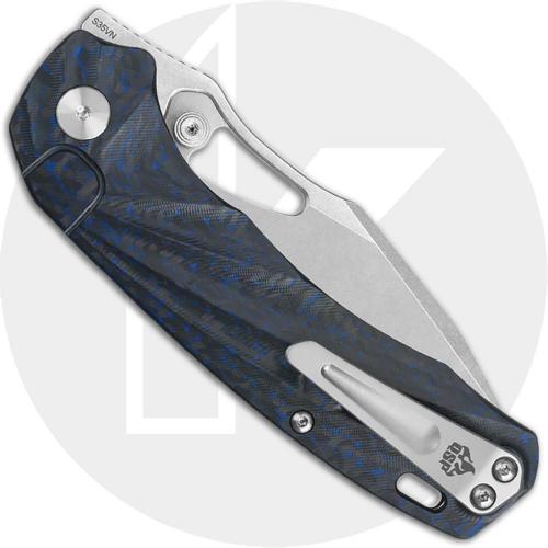 QSP Hornbill QS146-B1 Knife - Stonewash S35VN Drop Point - Blue Carbon Fiber