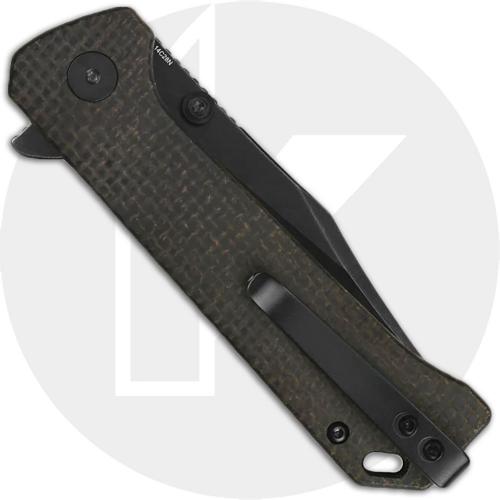 QSP Grebe QS147-A2 Knife - Blackwash 14C28N Clip Point - Dark Brown Micarta - Flipper Folder