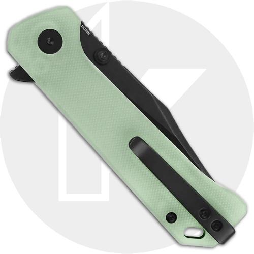 QSP Grebe QS147-D2 Knife - Blackwash 14C28N Clip Point - Jade G10 - Flipper Folder