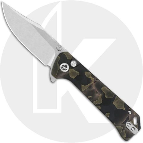 QSP Grebe QS147-F1 Knife - Stonewash S35VN Clip Point - Raffir Resin Noble - Flipper Folder