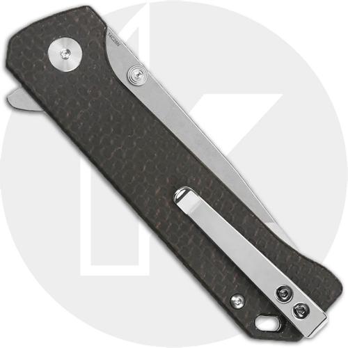 QSP Grebe T QS148-A1 Knife - Stonewash 14C28N Tanto - Dark Brown Micarta - Flipper Folder