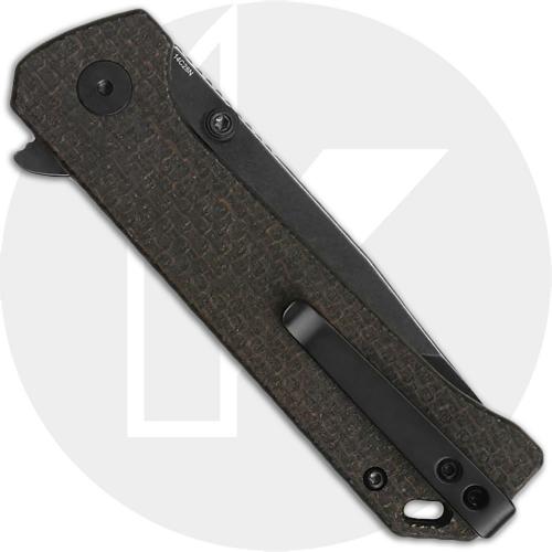 QSP Grebe T QS148-A2 Knife - Blackwash 14C28N Tanto - Dark Brown Micarta - Flipper Folder