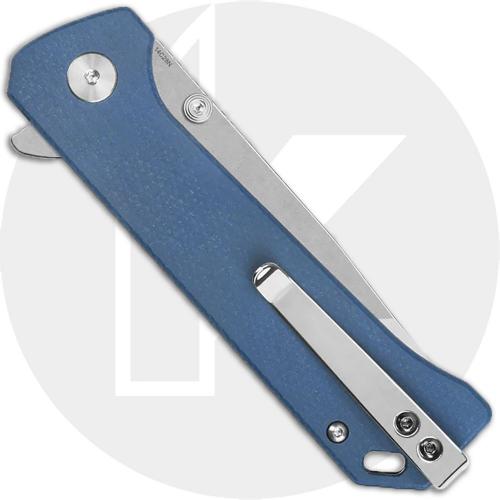 QSP Grebe T QS148-B1 Knife - Stonewash 14C28N Tanto - Blue Micarta - Flipper Folder