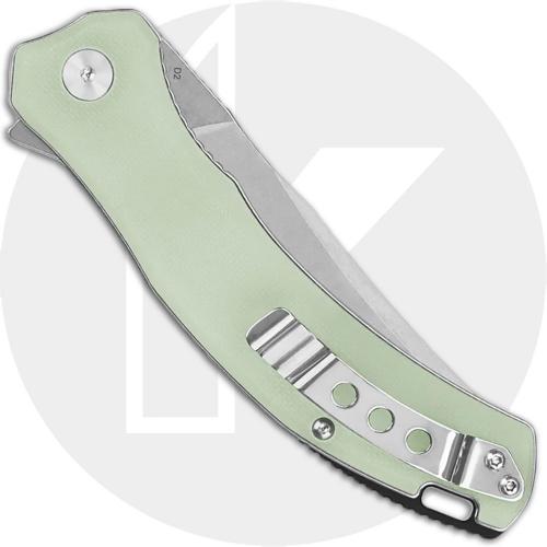 QSP Walrus QS151-A1 Knife - Stonewash D2 Trailing Point - Jade G10 - Flipper Folder