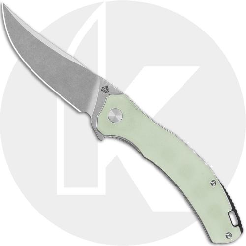 QSP Walrus QS151-A1 Knife - Stonewash D2 Trailing Point - Jade G10 - Flipper Folder