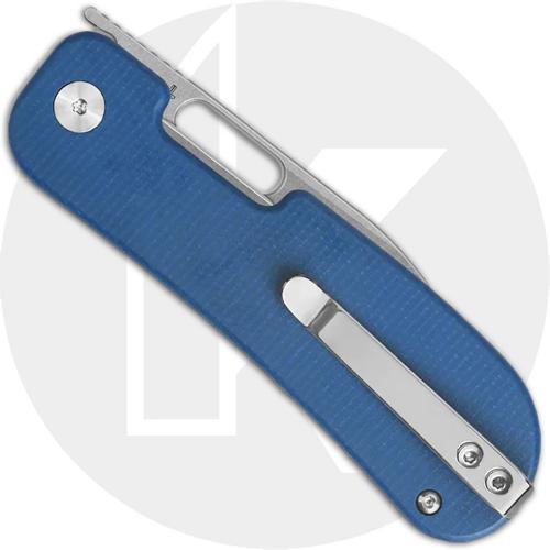 QSP Variant PE QS154-C Knife - Stonewash 14C28N Sheepsfoot - Blue Micarta - Flipper Folder