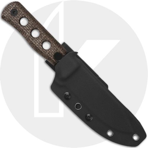 QSP Canary QS155-A2 Fixed Blade Knife - Blackwash Cr8Mo2VSi Drop Point - Dark Brown Micarta - Kydex Sheath