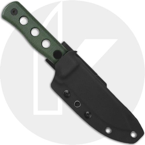 QSP Canary QS155-C2 Fixed Blade Knife - Blackwash Cr8Mo2VSi Drop Point - Green Micarta - Kydex Sheath