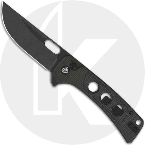 QSP Unicorn QS156-A2 Knife - Blackwash 14C28N Straight Back - Dark Brown Micarta - Flipper Folder