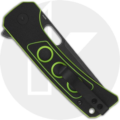 QSP Unicorn QS156-C2 Knife - Blackwash 14C28N Straight Back - Black/Neon Green G10 - Flipper Folder