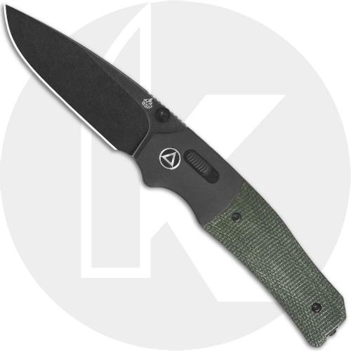 QSP Vault QS157-B2 Knife - Blackwash 14C28N Drop Point - Green Micarta