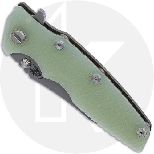 Rick Hinderer Eklipse 3.5 Knife - Spear Point - Working Finish - Translucent Green G10 / Battle Bronze Titanium