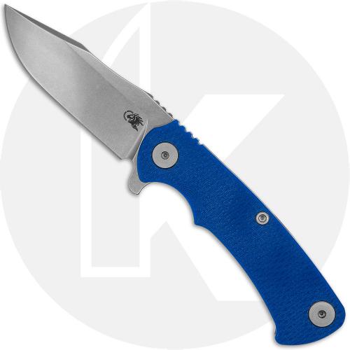 Rick Hinderer Project X Knife - Stonewash S45VN Clip Point - Blue G10 - USA Made