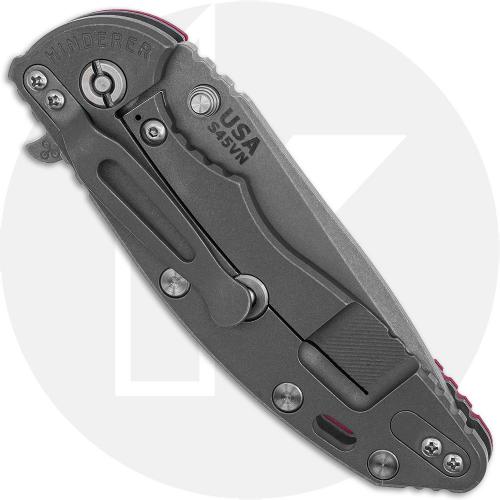 Hinderer Knives XM-18 3.5 Inch Knife - Spanto - Working Finish - S45VN - Tri Way Pivot - Red G-10/Titanium