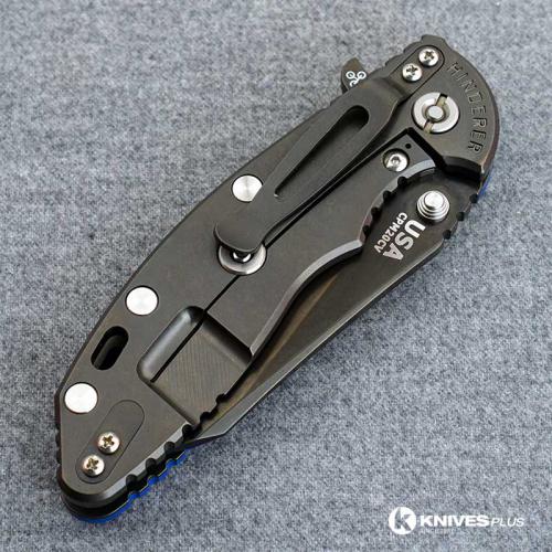 Hinderer Knives XM-18 3.5 Inch Knife - Gen 6 Wharncliffe - Stonewash Black DLC - CPM 20CV - Blue G-10 Handle