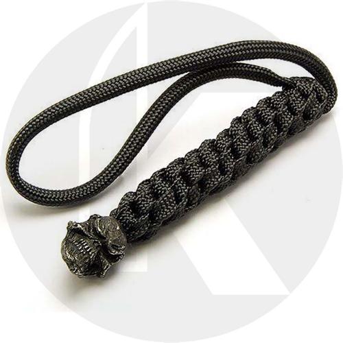 Schmuckatelli Lanyard - Grins Pewter Bead - Black Oxide Finish - Black Cord - 4.A-GBLBB