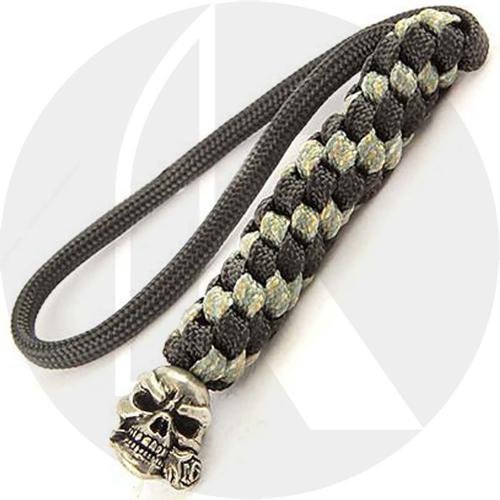 Schmuckatelli Lanyard - Rose Skull Pewter Bead - Pewter Finish - Black and Digi Camo Cord - 4.A-RBLBDCP