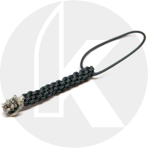 Schmuckatelli Mini Lanyard - Vinnie Garoon Pewter Bead - Pewter Finish - Black Cord - 4.B-VGMLB