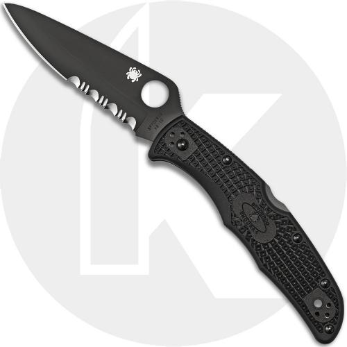 Spyderco Knives: Spyderco Endura 4 Lightweight, Black Part Serrated, SP-C10PSBBK