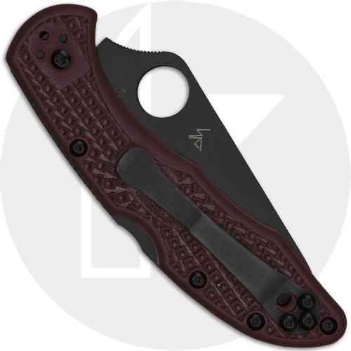 Spyderco Delica 4 Lightweight C11BGBKP Knife - Sprint Run - TiCN CTS PD#1 Drop Point - Burgundy FRN