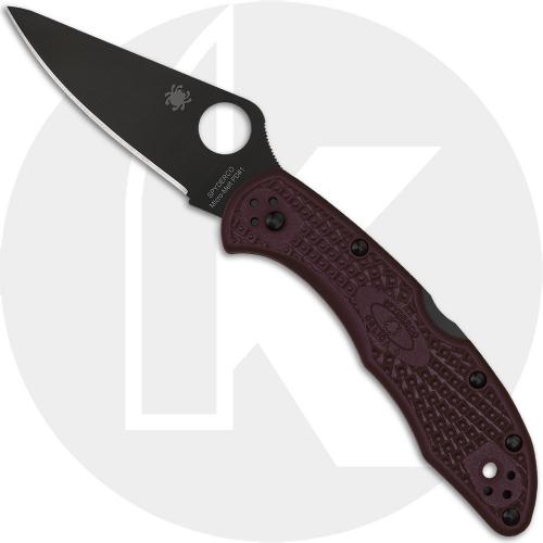 Spyderco Delica 4 Lightweight C11BGBKP Knife - Sprint Run - TiCN CTS PD#1 Drop Point - Burgundy FRN