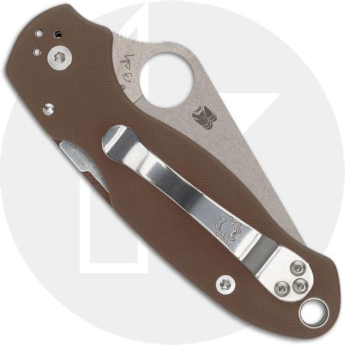 Spyderco Para 3 C223GPBN15V Knife - Sprint Run - Satin 15V Blade - Brown G10 - USA Made