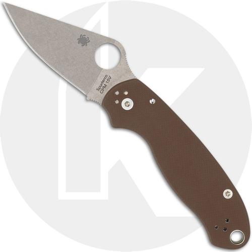 Spyderco Para 3 C223GPBN15V Knife - Sprint Run - Satin 15V Blade - Brown G10 - USA Made