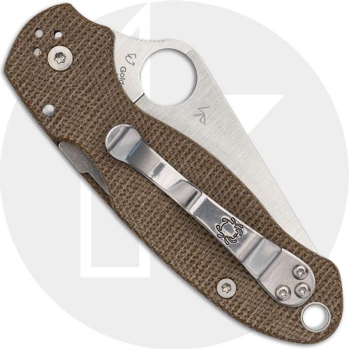 Spyderco Para 3 C223MPCW Knife - Cru-Wear - Brown Canvas Micarta - Compression Lock - USA Made