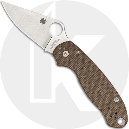 Spyderco Para 3 C223MPCW Knife - Cru-Wear - Brown Canvas Micarta - Compression Lock - USA Made