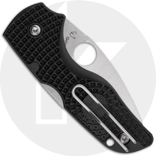 Spyderco Lil Native Lightweight C230SBK Knife - Satin Serrated CTS BD1N Leaf - Black FRN - USA Made