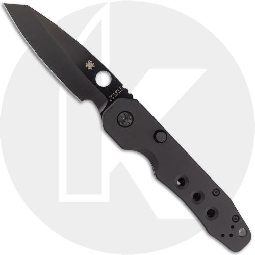 Spyderco Smock C240BKALBKCWP Knife - Exclusive - Black CPM CruWear Clip Point - Black Aluminum - Flipper Folder