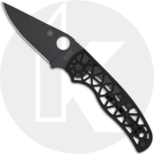 Spyderco Edgerati C266BKALBKP Knife - DLC CPM S30V Clip Point - Black Skeletonized Aluminum - USA Made