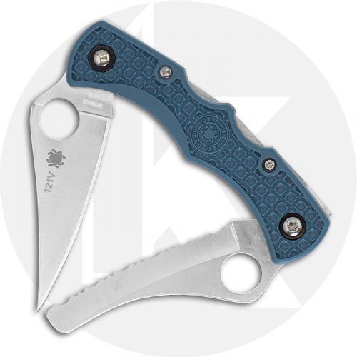 Spyderco Dyad Jr C39P&SBG - 2011 Sprint Run - Clip Blade and Serrated Sheepfoot Blade - Blue Gray FRN - Discontinued Item - Serial # - BNIB - Japan Made