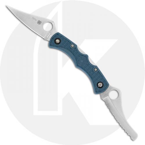 Spyderco Dyad Jr C39P&SBG - 2011 Sprint Run - Clip Blade and Serrated Sheepfoot Blade - Blue Gray FRN - Discontinued Item -