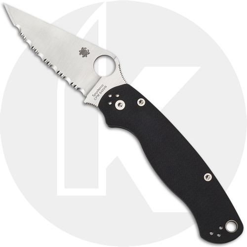 Spyderco C81GS2 Para Military 2, Serrated Compression Lock Black G-10 Folding Knife