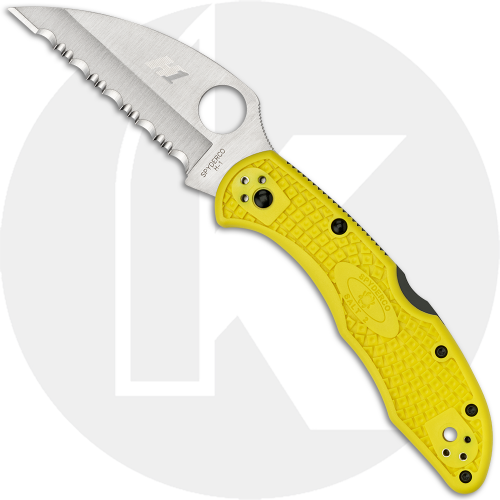 Spyderco Salt 2 C88SWCYL2 Knife - Serrated H-2 Wharncliffe - Yellow FRN