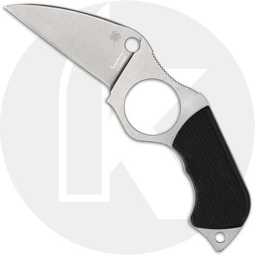 Spyderco Swick 5 Knife FB14P5 - Sal Glesser - LC200N Wharncliffe Fixed Blade - LARGE HOLE - Black G10 - Boltaron Sheath - USA Made