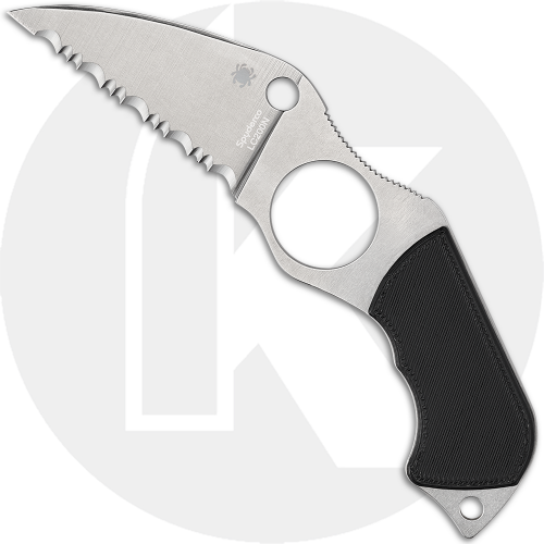 Spyderco Swick 6 Knife FB14S6 - Sal Glesser - Serrated LC200N Wharncliffe Fixed Blade - SMALL HOLE - Black G10 - Boltaron Sheath - USA Made