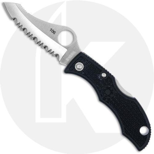 Spyderco Jester JBKS Knife - Serrated AUS-6 - Black FRN - Serial Number - BNIB