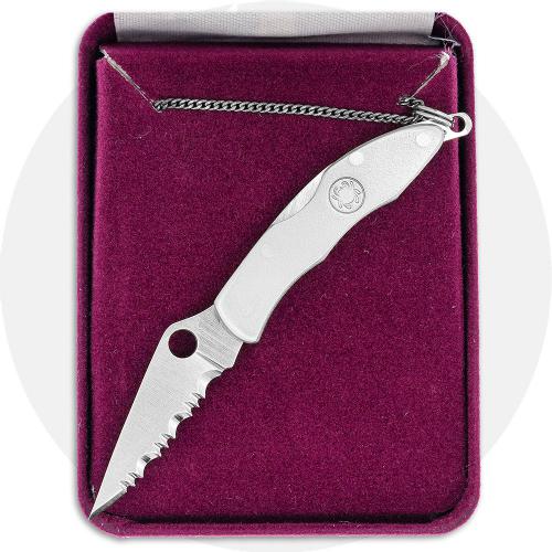 Spyderco Mini Police Necklace Knife MN07S - Serrated ATS-34 Drop Point - Titanium - Discontinued Item - Serial Numbered - BNIB - 1999