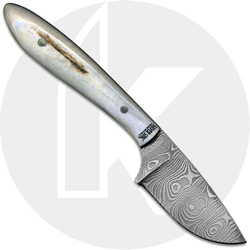 Silver Stag DCC20 Casper Caper Damascus Drop Point Fixed Blade with Antler Slab Handle USA Made