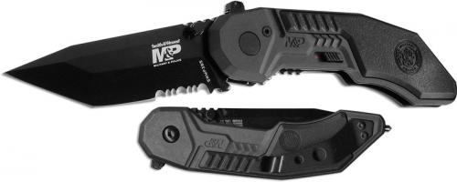 Smith and Wesson Knives: S&W MP3 Knife, Black Part Serrated, SW-MP3BS