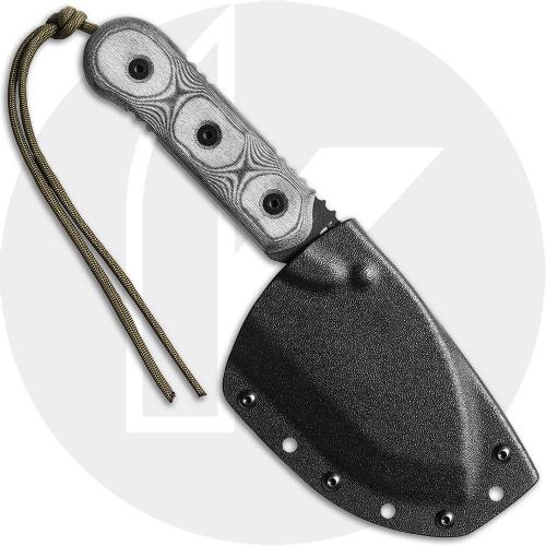 TOPS Knives American Trail Maker ATM-01 - Black Traction Coat 1095 Drop Point - Black Linen Micarta