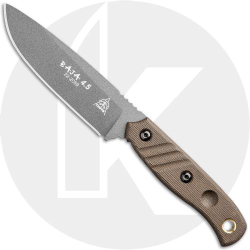 TOPS Knives Baja 4.5 Knife BAJA4.5-02 - Tungsten Cerakote 1095 - Green Micarta