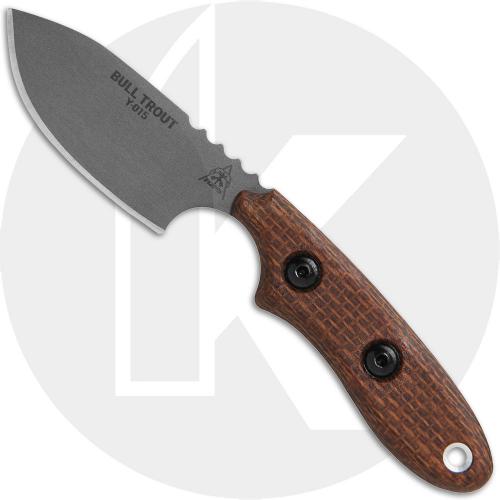 TOPS Knives Bull Trout Knife BLTT-01 - Martin Murillo EDC - Tumble Finished 154CM Stainless Steel - Brown Burlap Micarta - USA Made