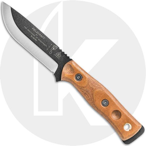 TOPS Knives / Brothers of Bushcraft BOB Fieldcraft Knife BROS-01 - Black 1095 Steel Blade - Tan Micarta