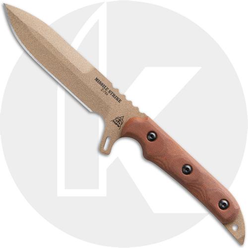 TOPS Knives Missile Strike MISS-01 - Kelly McCulley - Coyote Tan 1095 Spear Point - Tan Micarta