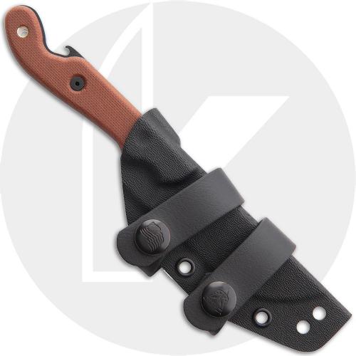 TOPS Knives PSK Pit Stop 3 Knife PSK-01 - Black Traction Coated 1095 - Tan Canvas Micarta - USA Made