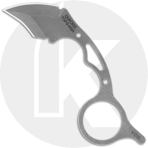 TOPS Knives Quickie QCK-01 - Leo Espinoza - Tumble Finish 1095 Steel - Double Edge Karambit - Ring Pommel