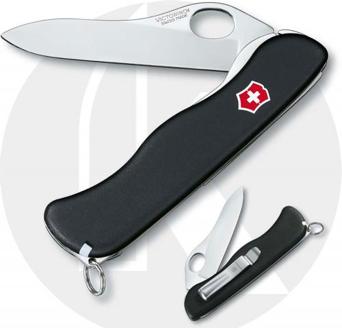 Victorinox One Hand Sentinel with Clip - Non Serrated - Black Handle with Liner Lock - 5 Function Multi Tool - 0.8416.M3 (was SKU 54885)